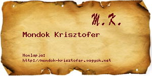 Mondok Krisztofer névjegykártya